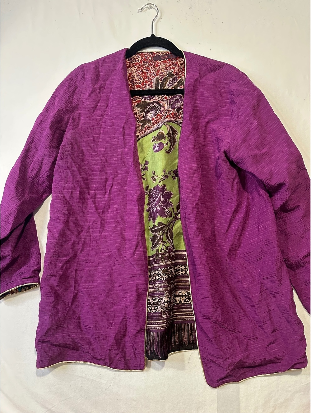 ETRO Italian Purple Jacket Paisley Lined Floral Print Women’s 44 M Made Italy